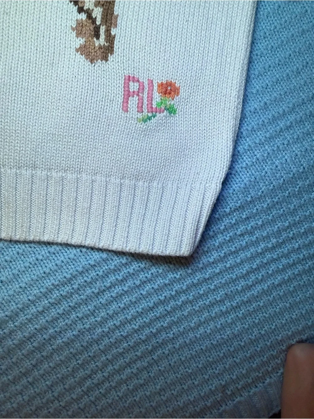 Ralph Lauren Yorkie Sweater 24M White Intarsia Knit Dog Puffed Shoulder Toddler